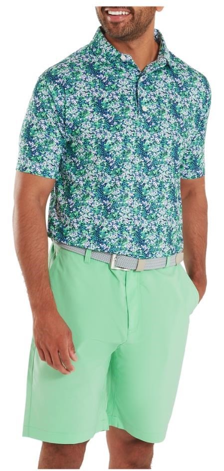 FootJoy Garden Print Lisle men's polo, navy