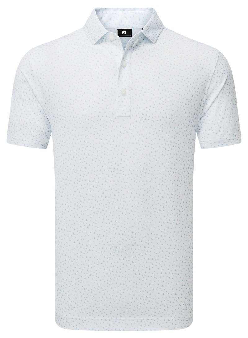 FootJoy BIRD PRINT men's polo, white/air blue