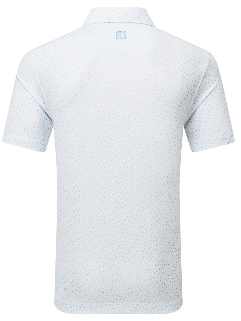 FootJoy BIRD PRINT men's polo, white/air blue