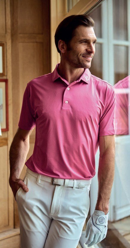 FootJoy Abacus Print men's polo, magenta