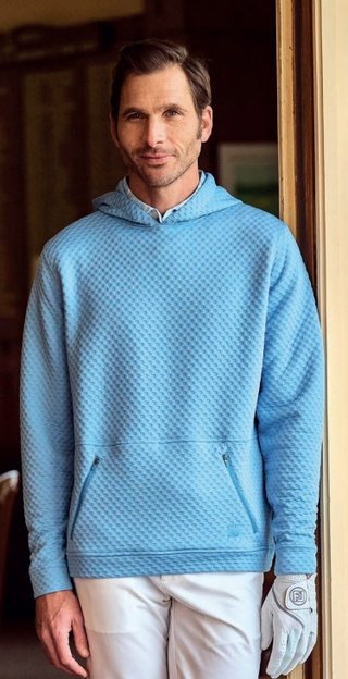 FootJoy Textured Knit Hoodie men's sweatshirt, air blue