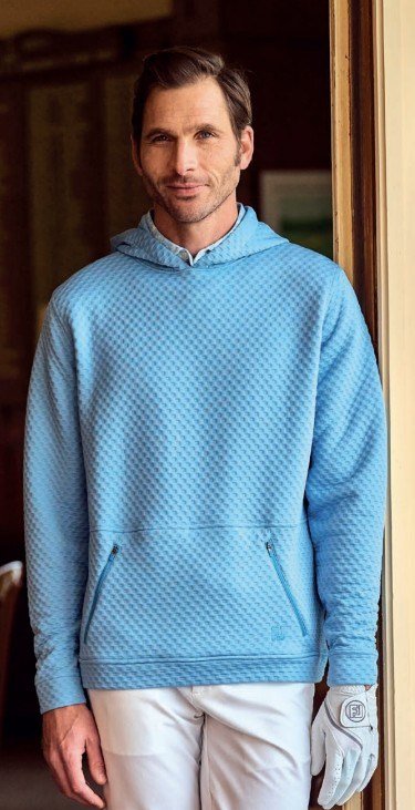 FootJoy Textured Knit Hoodie men's sweatshirt, air blue