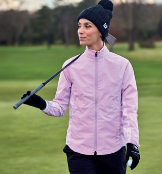 FootJoy HydroLite X women's jacket, orchid/white dot