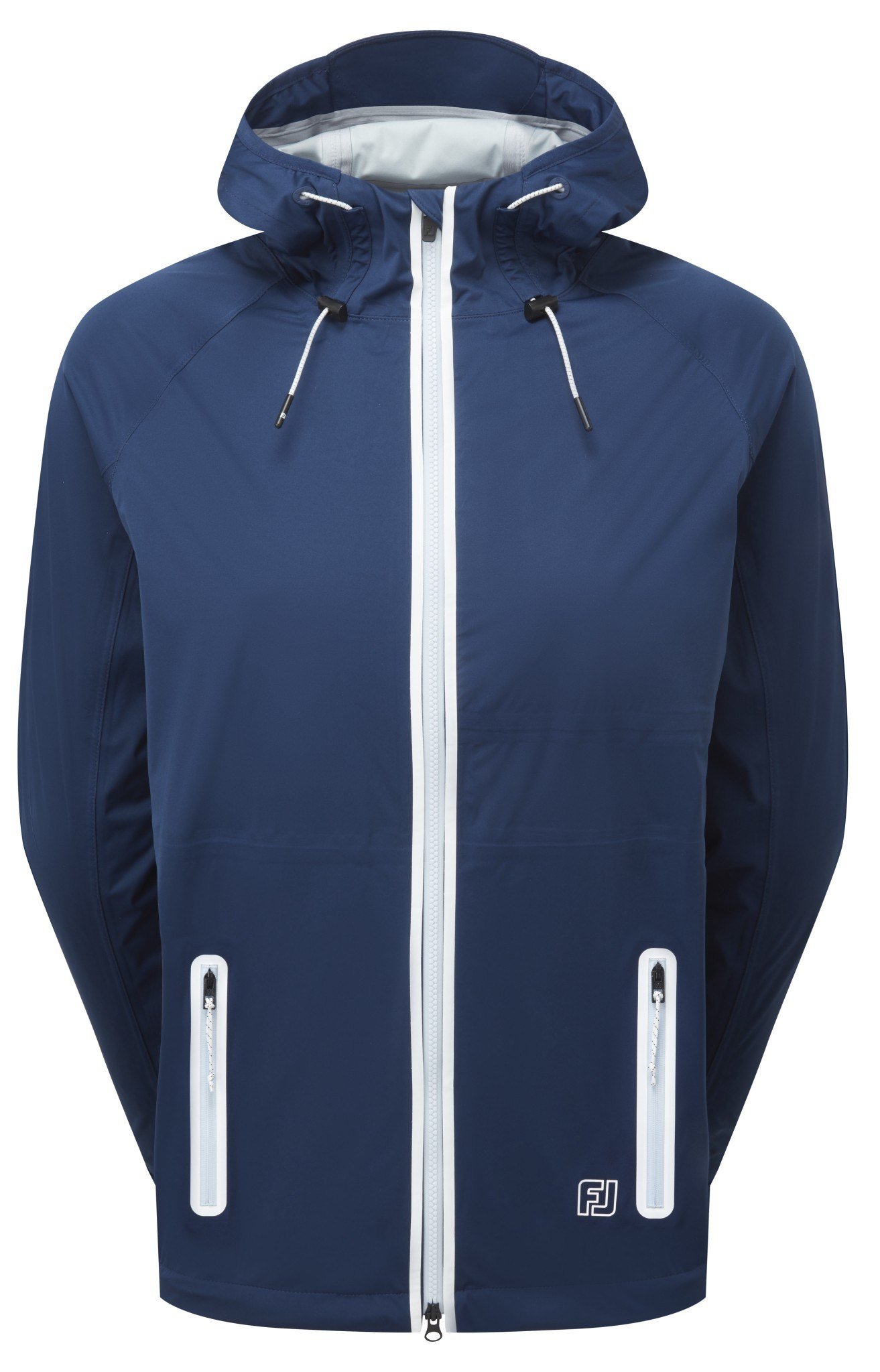 FootJoy HydroKnit women's rain jacket, navy/white/skyway