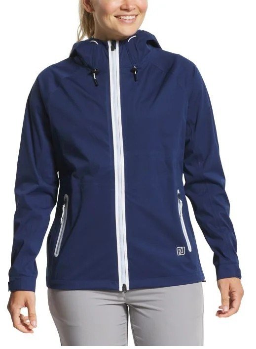 FootJoy HydroKnit women's rain jacket, navy/white/skyway
