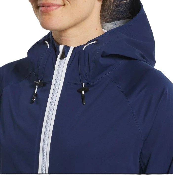 FootJoy HydroKnit women's rain jacket, navy/white/skyway