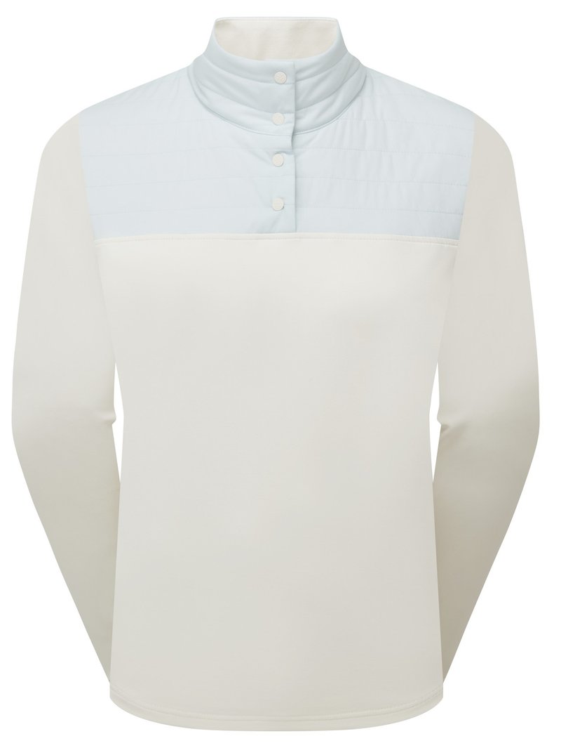FootJoy ThermoSeries Hybrid Popover women's sweatshirt, off white/ice blue
