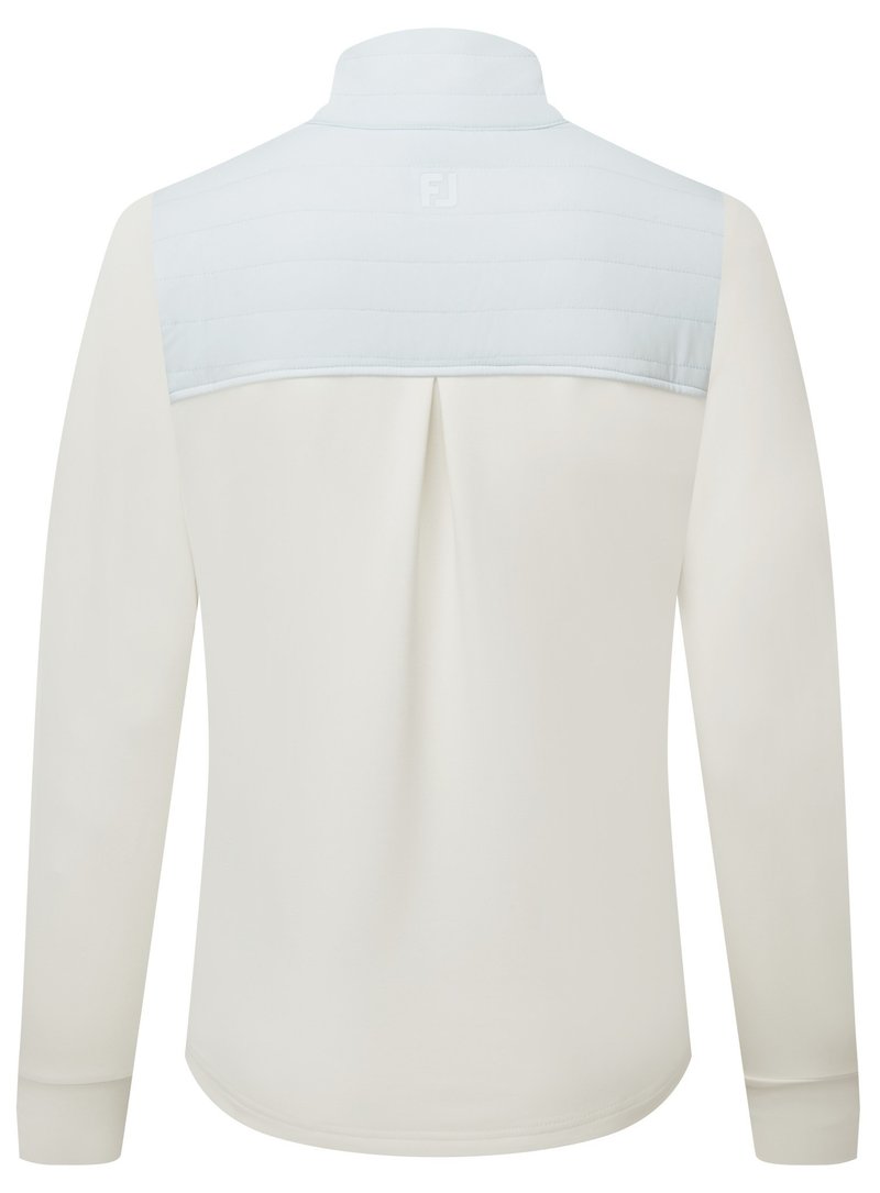 FootJoy ThermoSeries Hybrid Popover women's sweatshirt, off white/ice blue