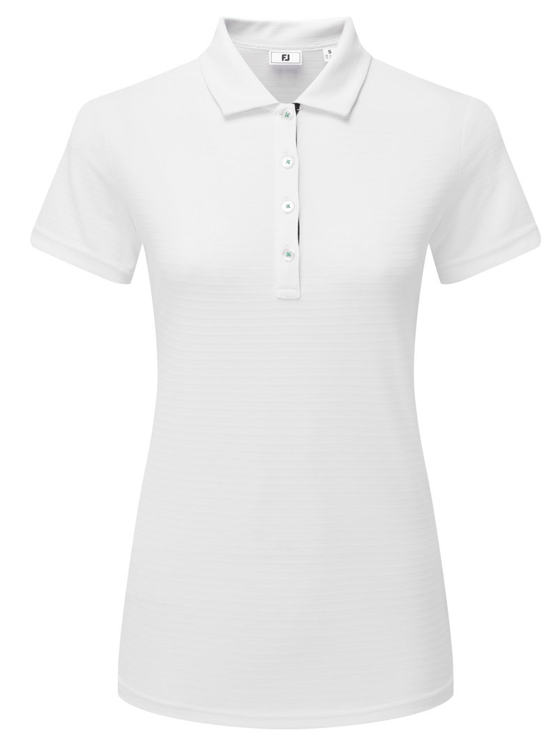 FootJoy JAQUARD STRIPE women's polo, white/navy/emerald