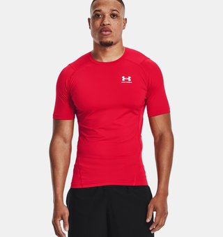 Under Armour HeatGear men's compression top, red/white