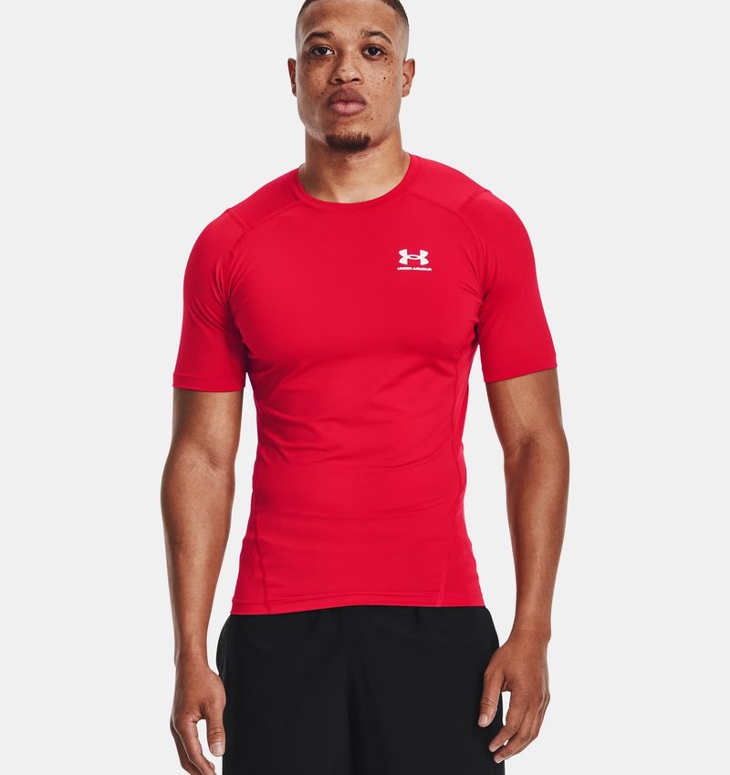 Under Armour HeatGear men's compression top, red/white