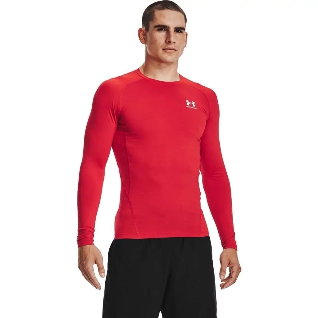 Under Armour HeatGear men's compression long sleeve shirt, red