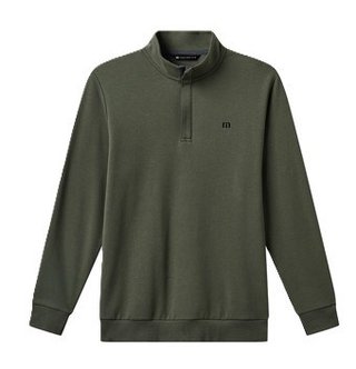 Travis Mathew Cloud Quarter Zip 2.0 men's pullover, dark olive