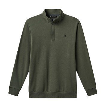 Travis Mathew Cloud Quarter Zip 2.0 men's pullover, dark olive