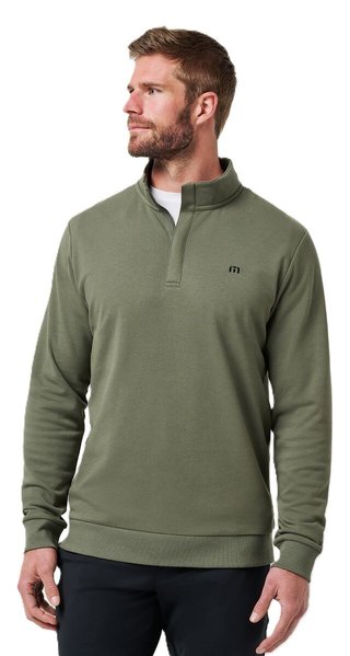 Travis Mathew Cloud Quarter Zip 2.0 men's pullover, dark olive
