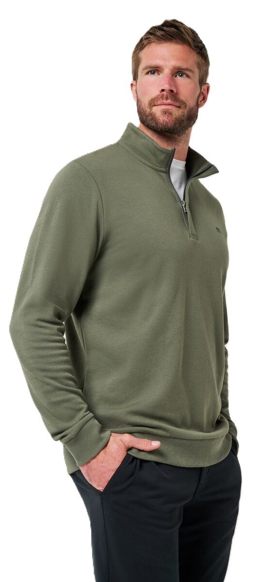 Travis Mathew Cloud Quarter Zip 2.0 men's pullover, dark olive