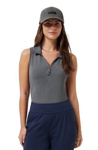 Travis Mathew Featherweight Active 2.0 Sleeveless women's polo, heather black