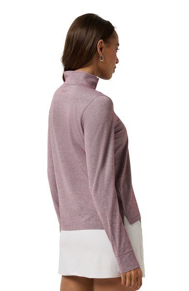 Travis Mathew Featherweightt Active Zip Long Sleeve women's polo, heather damson