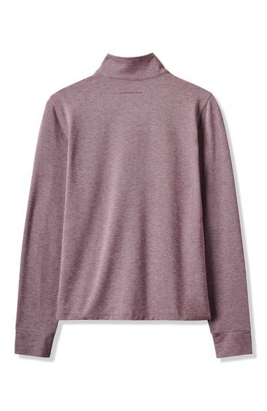 Travis Mathew Featherweightt Active Zip Long Sleeve women's polo, heather damson