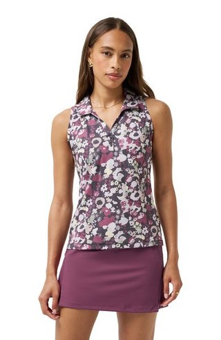 Travis Mathew Featherweight Printed Sleeveless women's polo, graystone floral multi