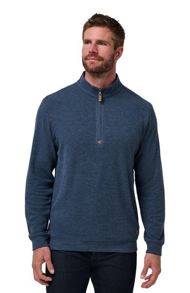 Travis Mathew Cloud men's sweater 1/4 zip, heather navy