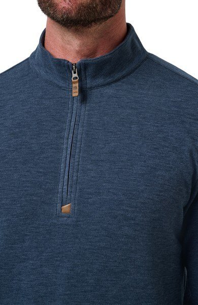Travis Mathew Cloud men's sweater 1/4 zip, heather navy