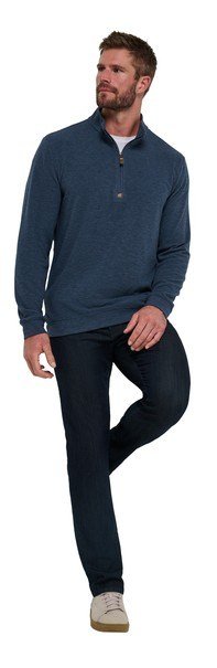 Travis Mathew Cloud men's sweater 1/4 zip, heather navy