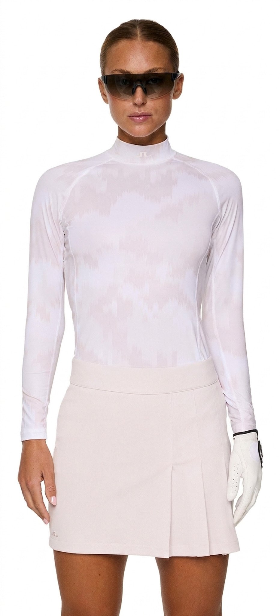 J.Lindeberg Ella Print Compression women's T-shirt, warp gray lilac