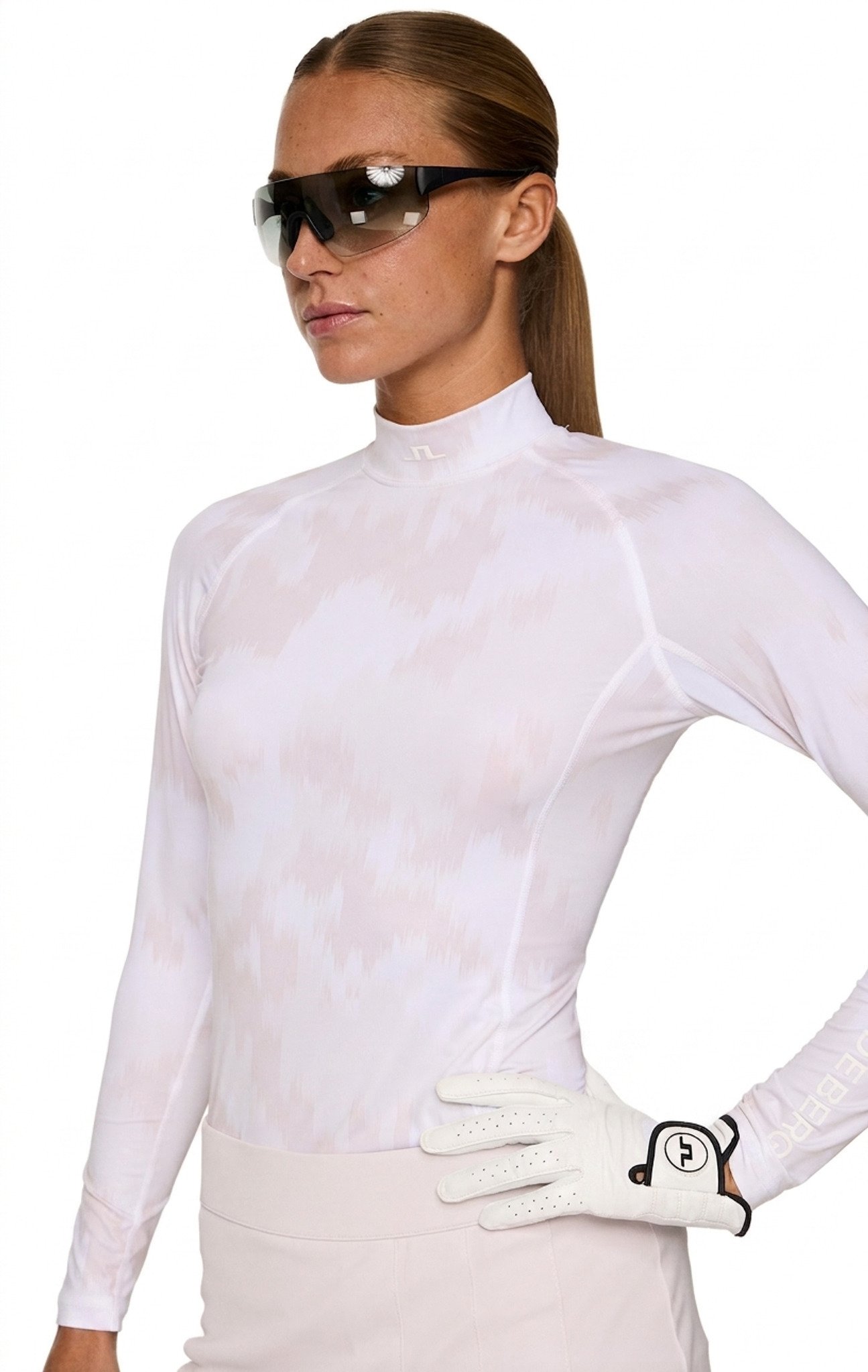 J.Lindeberg Ella Print Compression women's T-shirt, warp gray lilac