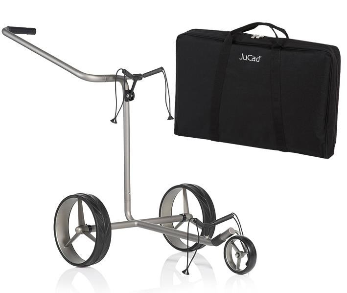 JuCad Edition S 3-wheeled manual trolley, aluminum alloy + carry bag JTT, silver