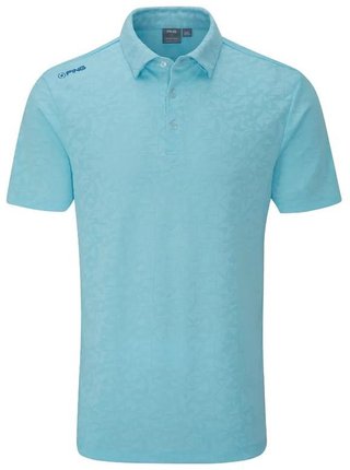 PING Geo Camo men's polo, crystal blue