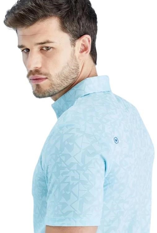 PING Geo Camo men's polo, crystal blue