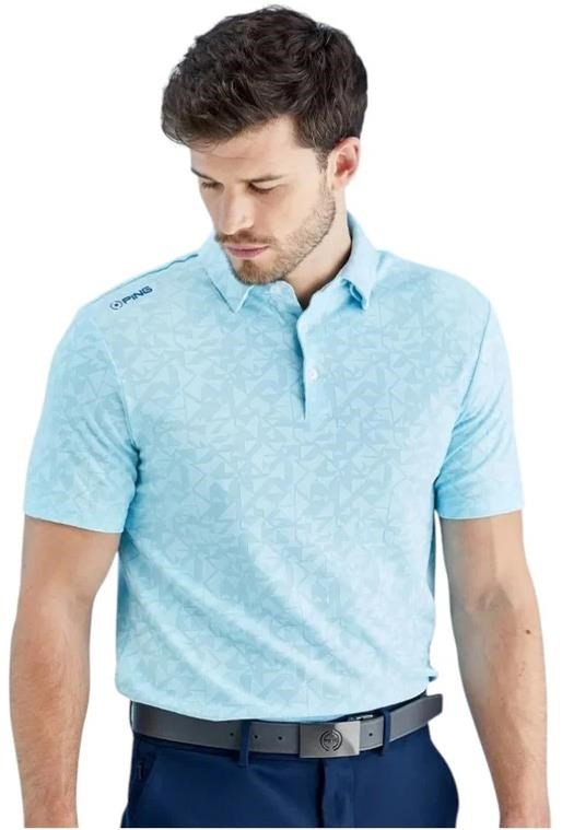 PING Geo Camo men's polo, crystal blue