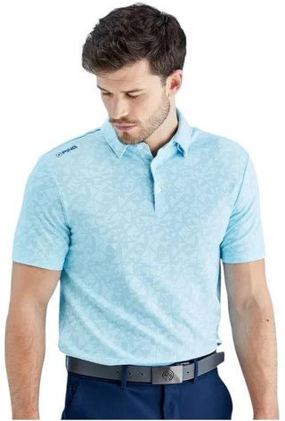 PING Geo Camo men's polo, crystal blue