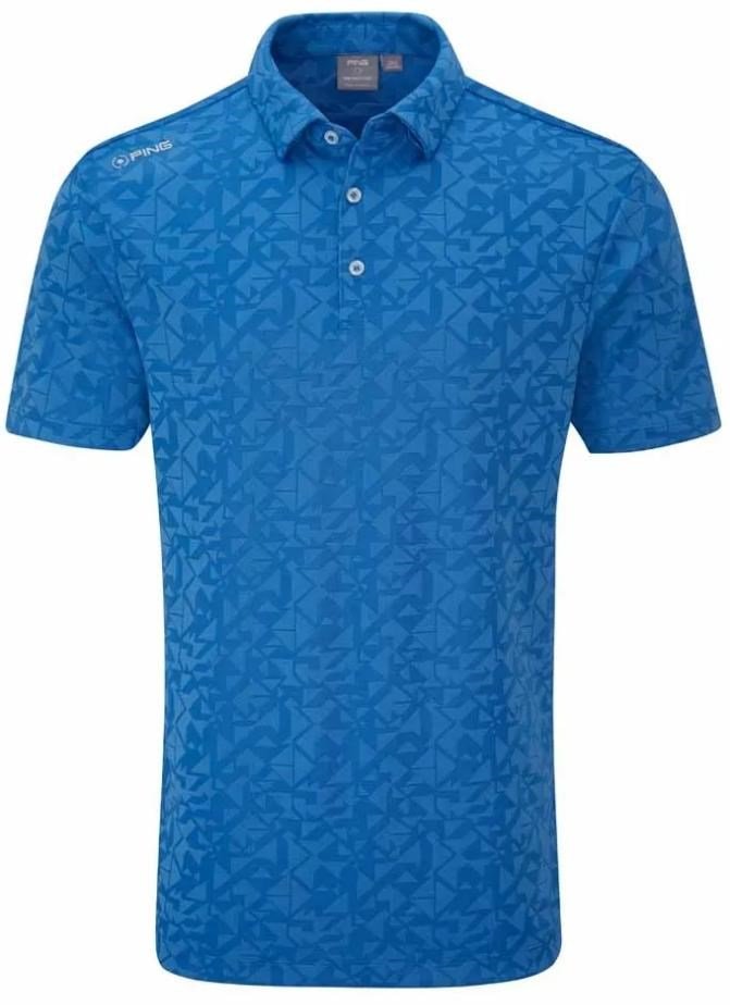 PING Geo Camo men's polo, tidal blue