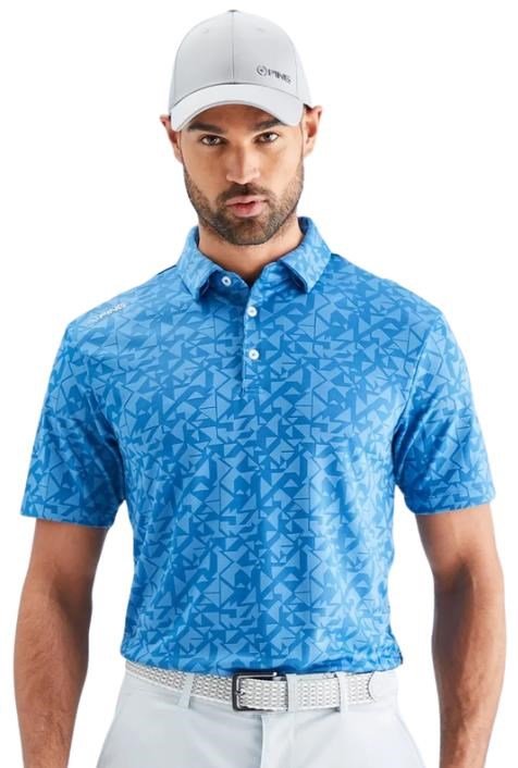 PING Geo Camo men's polo, tidal blue