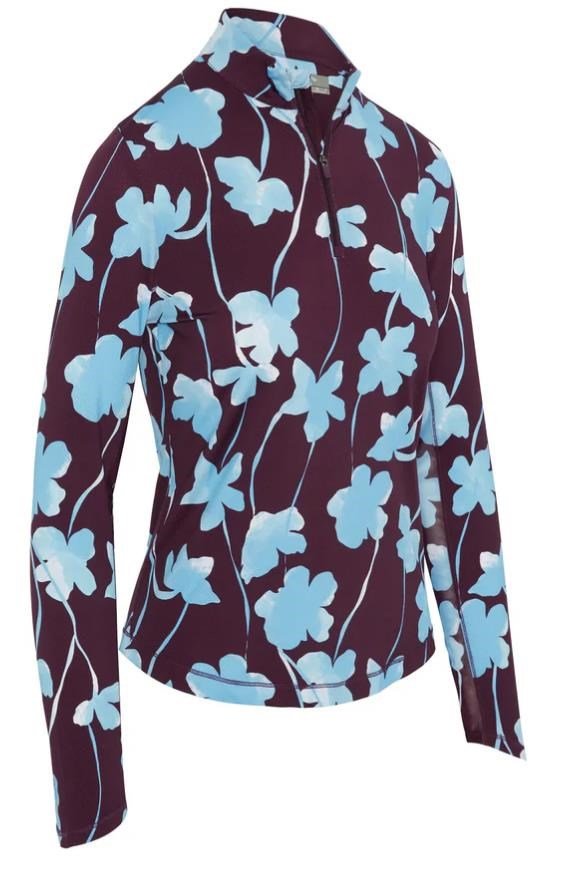 Callaway Stemmed Floral Sun Protection women's top, potent purple