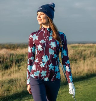 Callaway Stemmed Floral Sun Protection women's top, potent purple