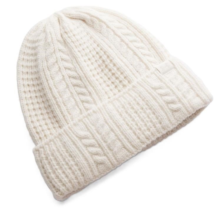 Under Armour Halftime Cable Knit ladies beanie, stone/khaki base