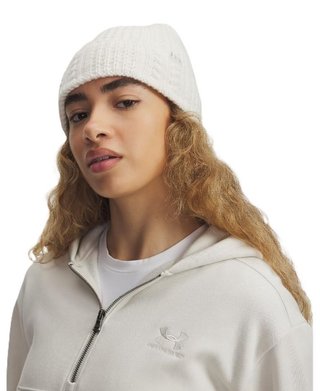 Under Armour Halftime Cable Knit ladies beanie, stone/khaki base