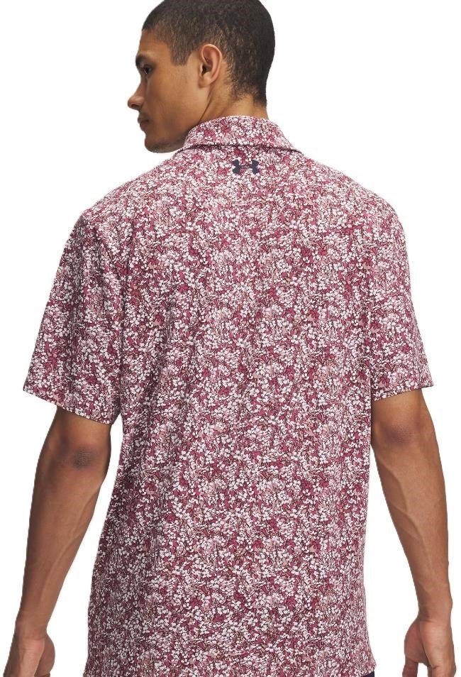 Under Armour Playoff 3.0 Printed men's polo, tourmaline pink/dark maroon/midnight navy