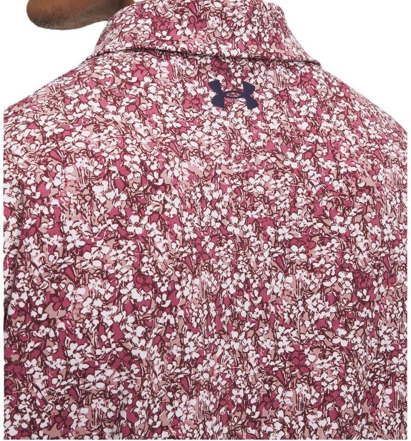 Under Armour Playoff 3.0 Printed men's polo, tourmaline pink/dark maroon/midnight navy