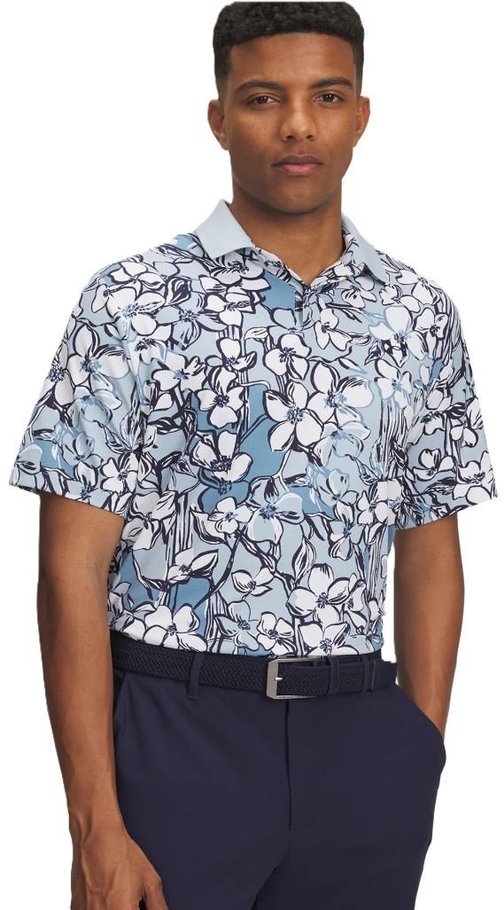 Under Armour Drive Chill Printed men's polo, blue calm/midnight navy