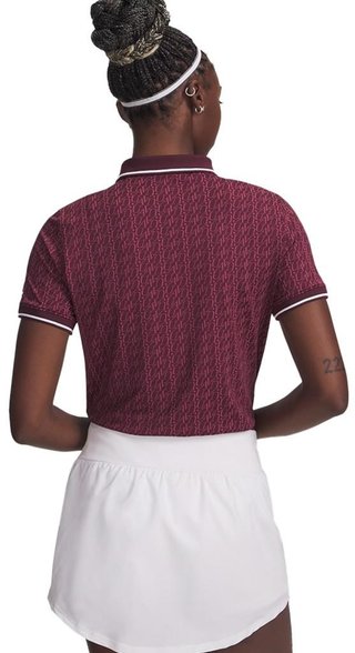 Under Armour Playoff Jacquard women's polo, dark maroon/fuchsia dusk/white