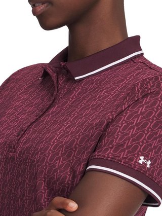 Under Armour Playoff Jacquard women's polo, dark maroon/fuchsia dusk/white
