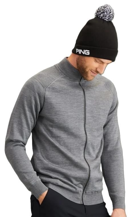 PING Murphy Lined full zip men's sweater, french grey marl