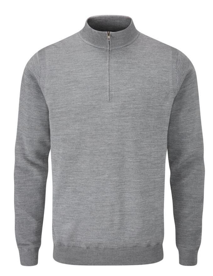 PING Croy Lined Half Zip men's sweater, french grey marl