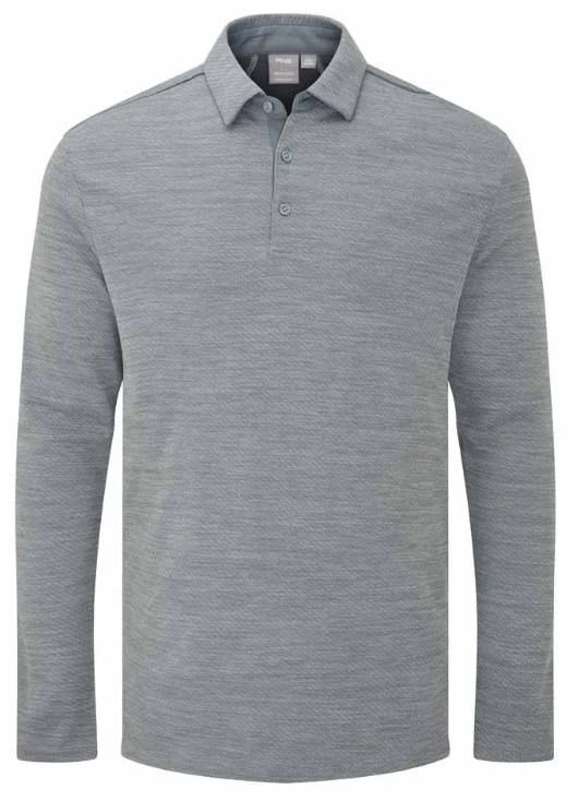 PING Creek long sleeve men's polo, rock melange