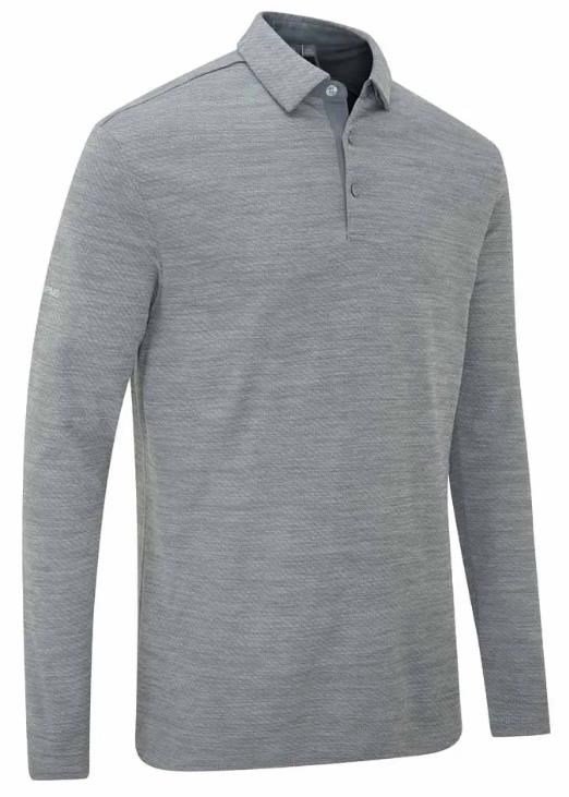 PING Creek long sleeve men's polo, rock melange