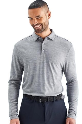 PING Creek long sleeve men's polo, rock melange